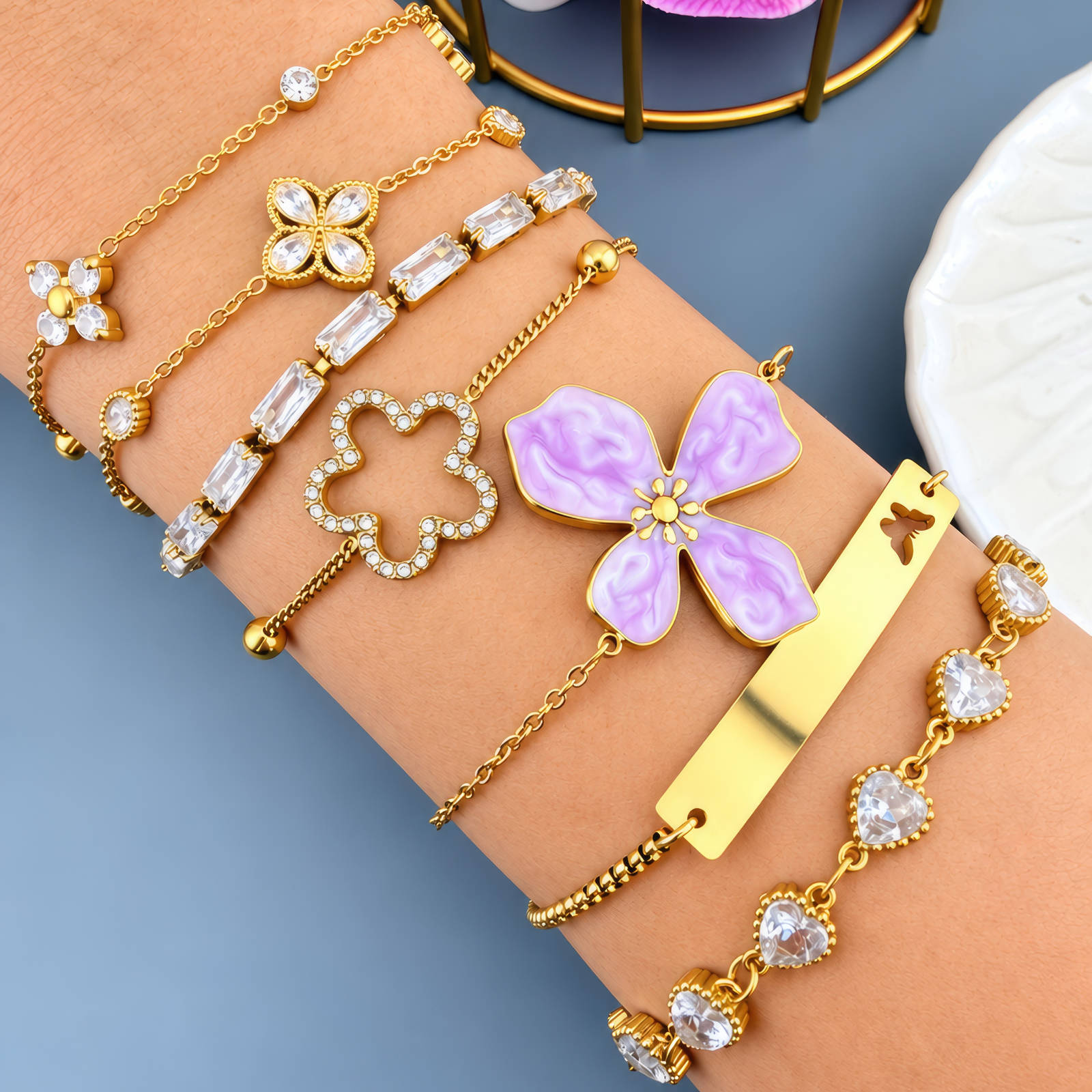BEBEOUZ "Flower" Gold-Plated Steel Bracelet