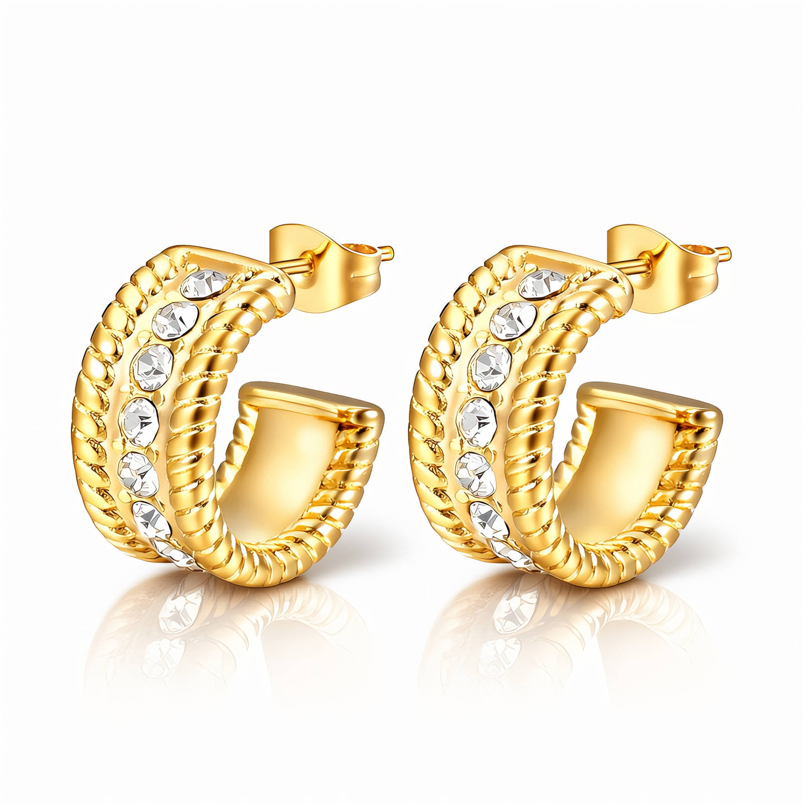 BEBEOUZ Gold-Plated Stainless Steel Earrings
