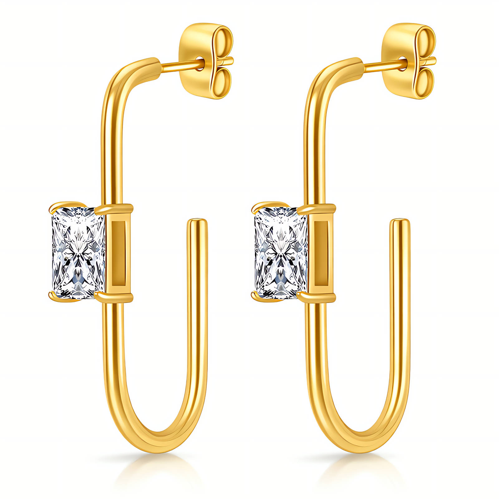 BEBEOUZ Gold-Plated Stainless Steel Earrings - Crystallic