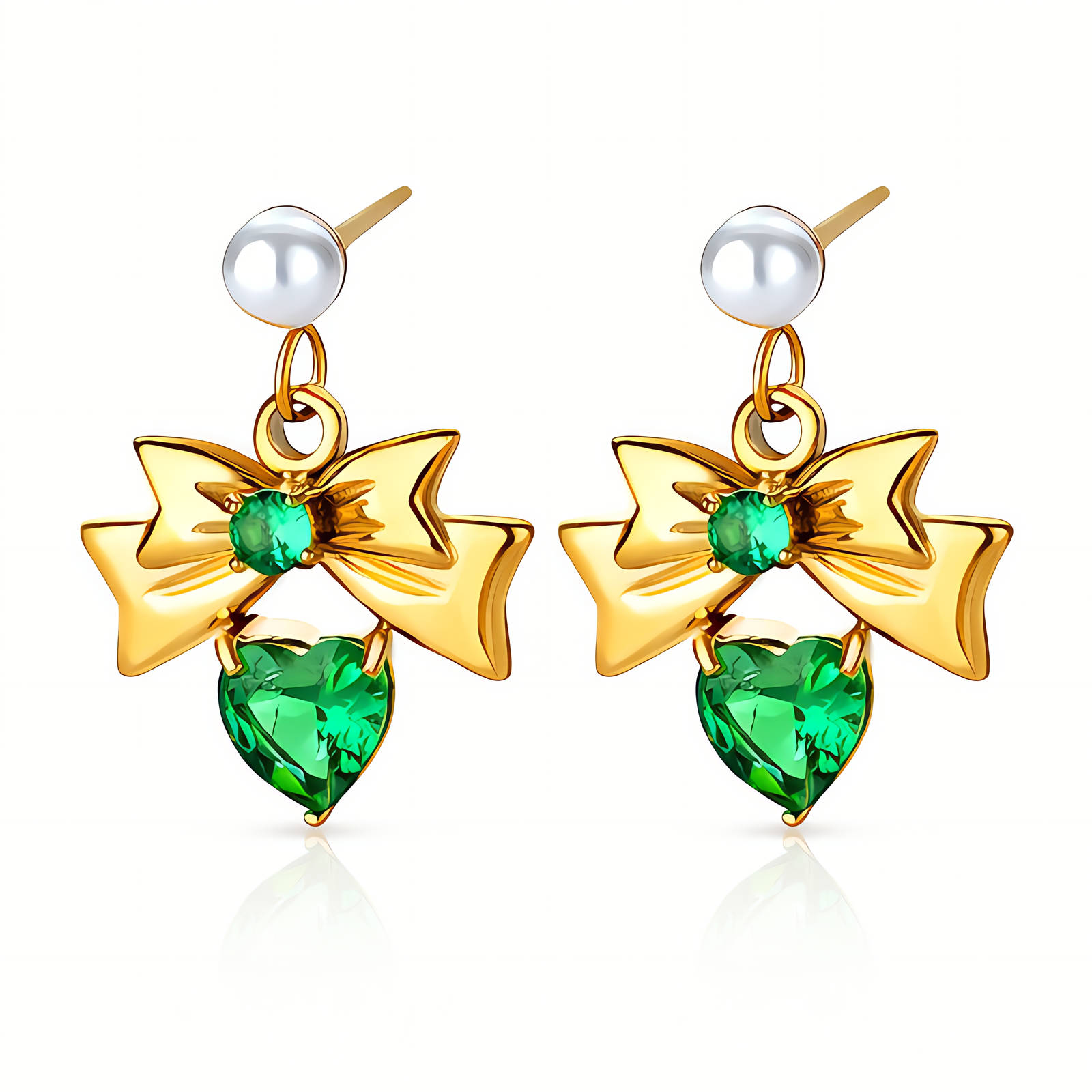 BEBEOUZ "Hearts and bows" Gold-Plated Steel Earrings