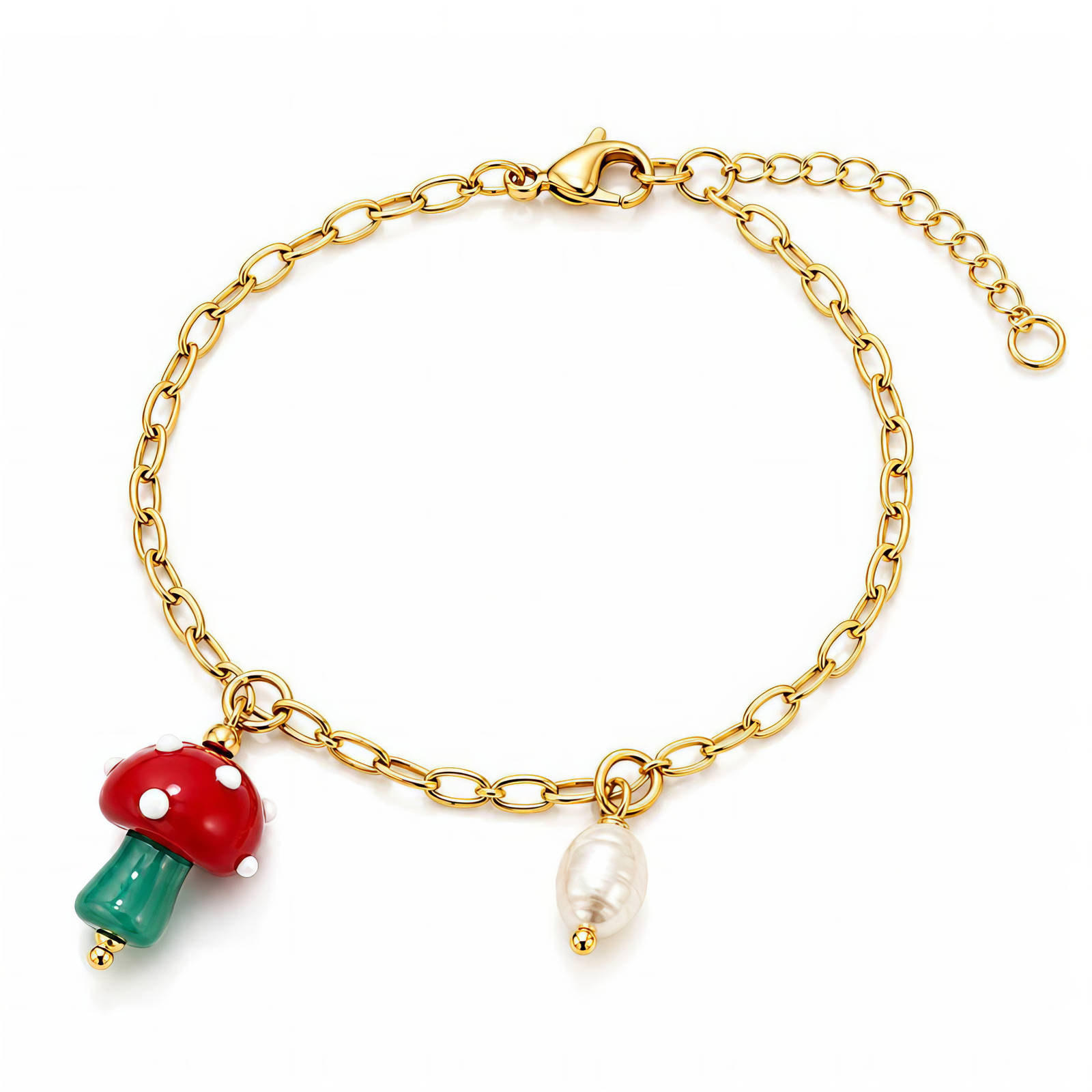 BEBEOUZ "Mushrooms" Gold-Plated Glass Bracelet - Bubble Pop