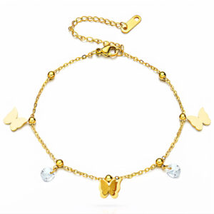"Butterfly" PVD Gold-Plated Steel Anklet - Intensity