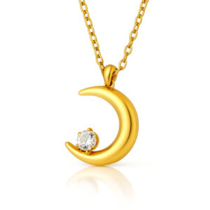 "Crescent" PVD Gold-Plated Steel Necklace - Intensity