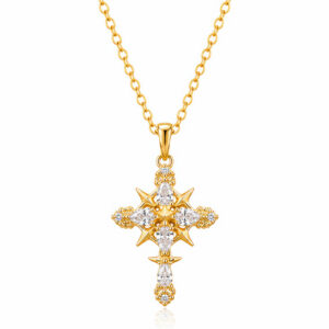 "Cross" PVD Gold-Plated Brass Necklace - Intensity