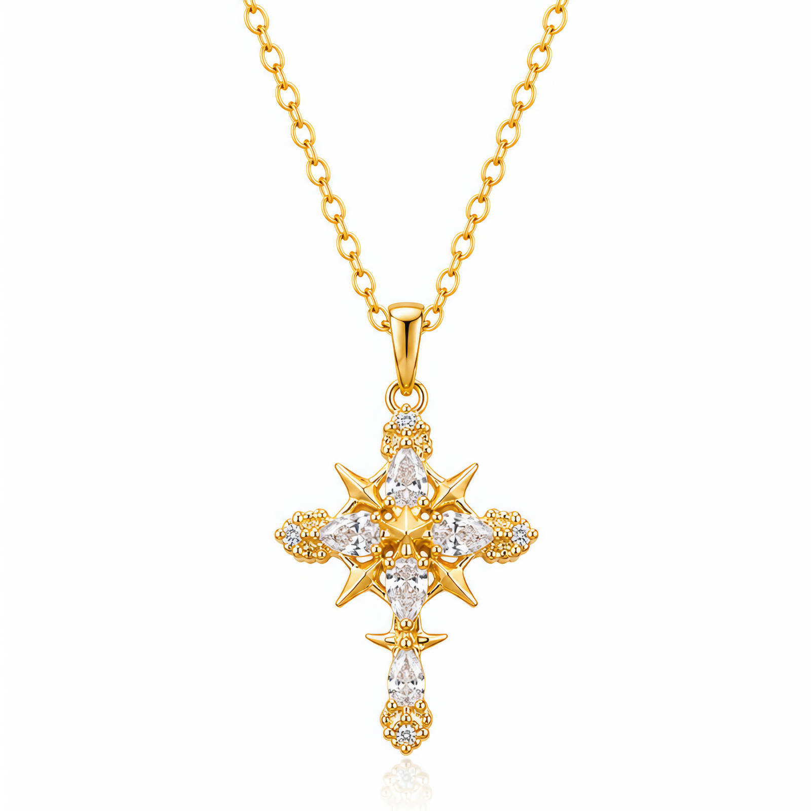 "Cross" PVD Gold-Plated Brass Necklace - Intensity