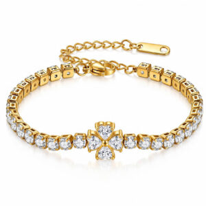 "Flower" PVD Gold-Plated Steel Bracelet - Intensity (93795-0)