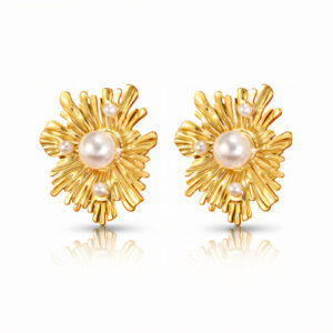 "Flowers" PVD Gold-Plated Steel Earrings - Intensity