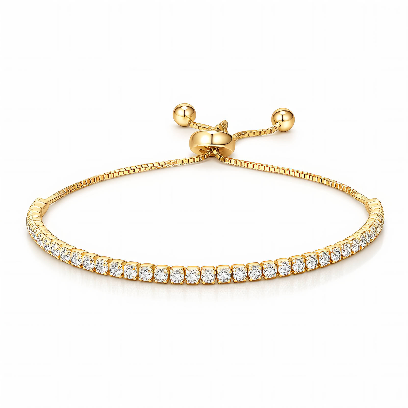 PVD gold-plated brass tennis bracelet set with cubic zirconia